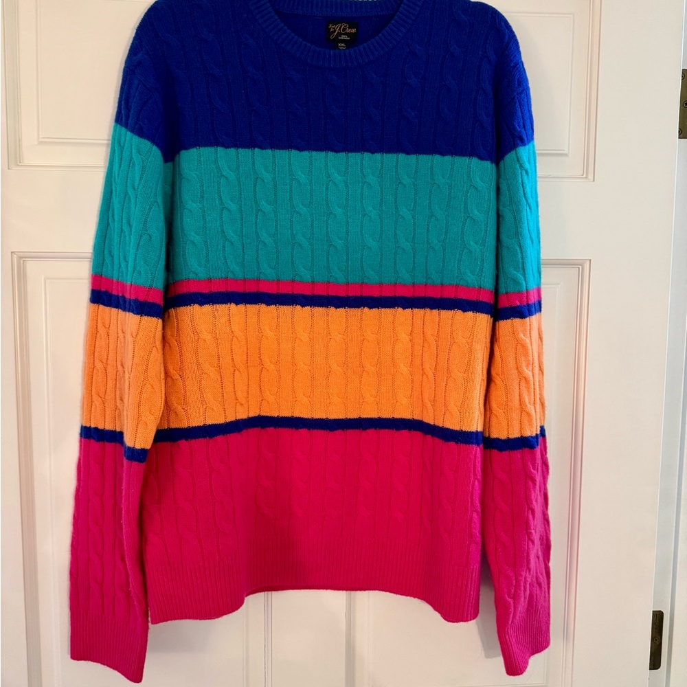 Colorful Striped Cable Knit Sweater - Picture 1 of 3
